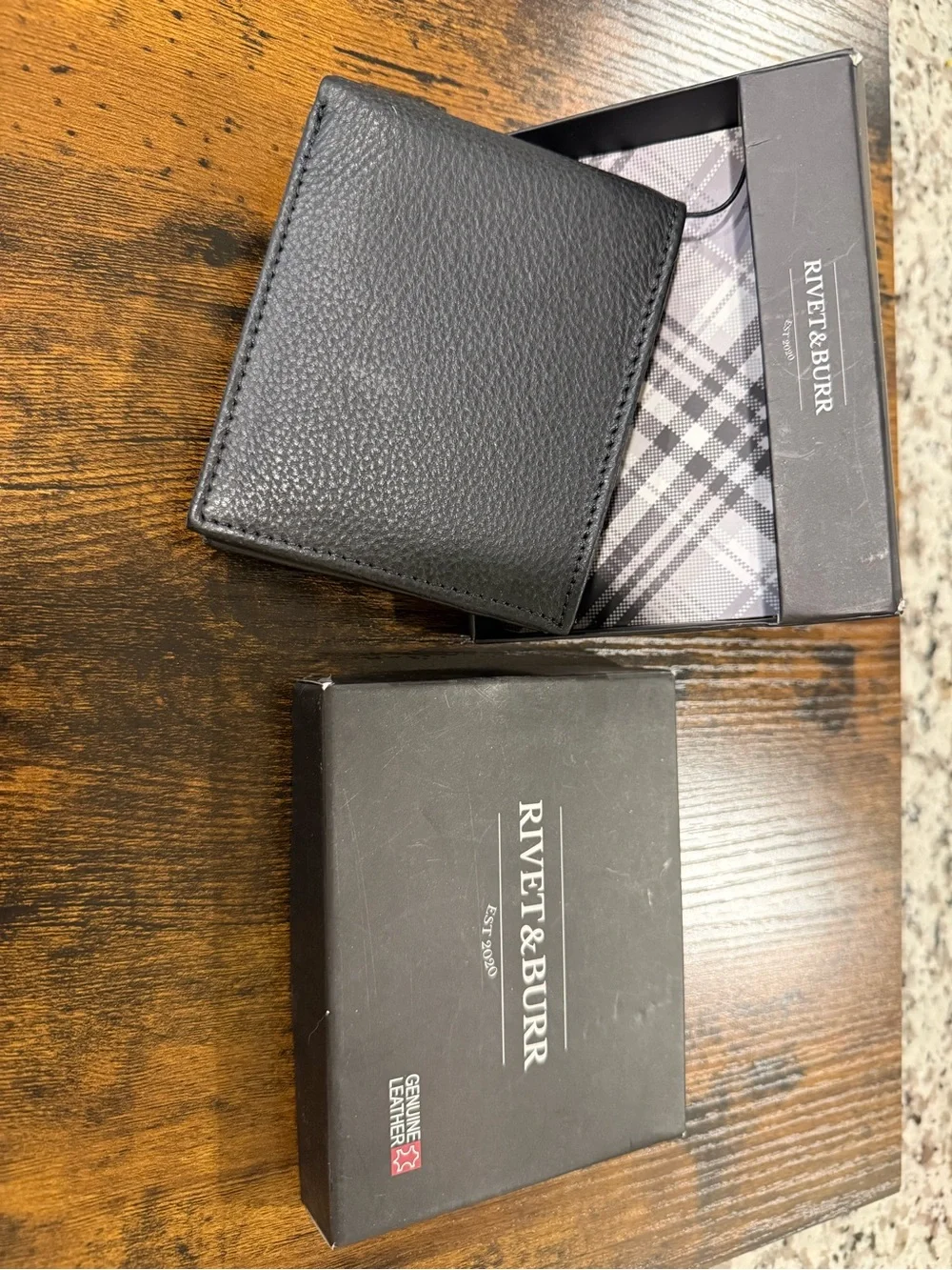 Men's Black Leather Card & Key Holder
